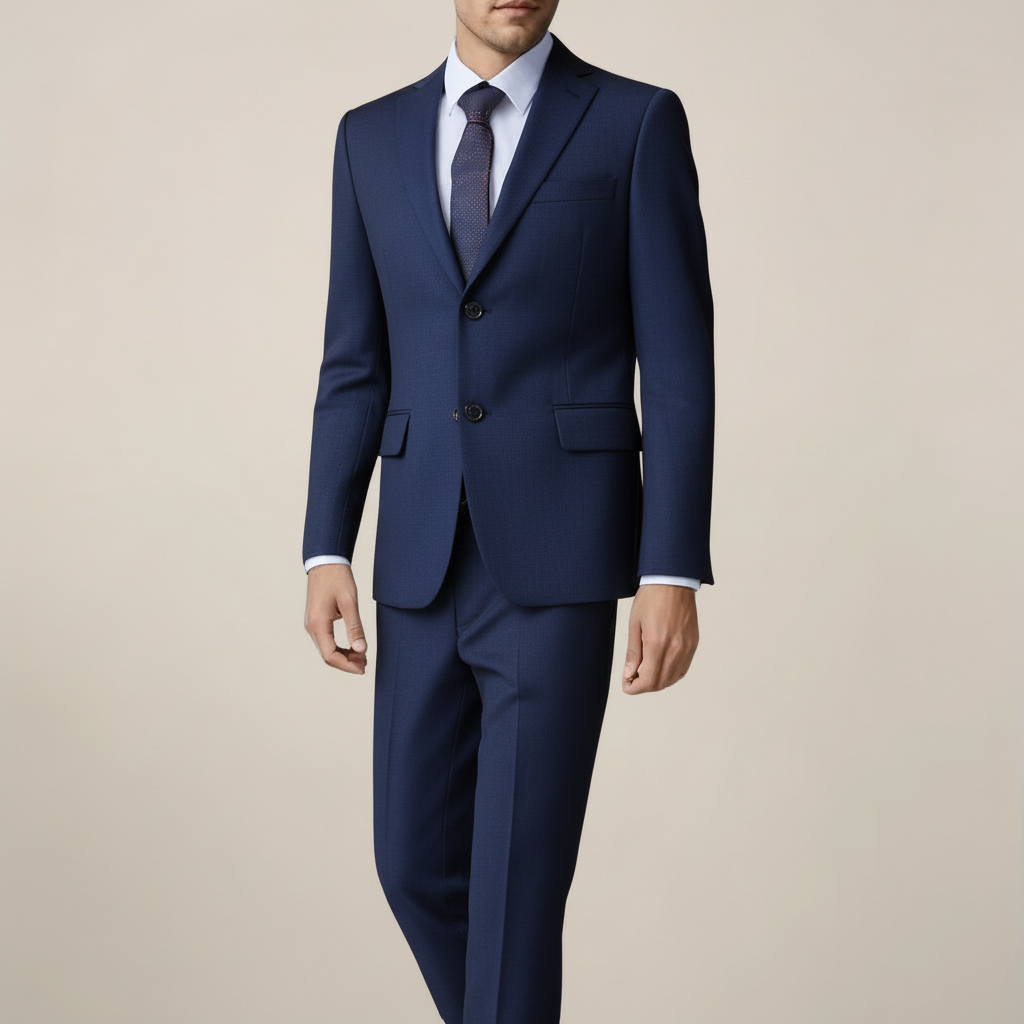 Men's stylish two-piece slim-fit summer suit, ideal for formal events, weddings & parties. Tailored look.