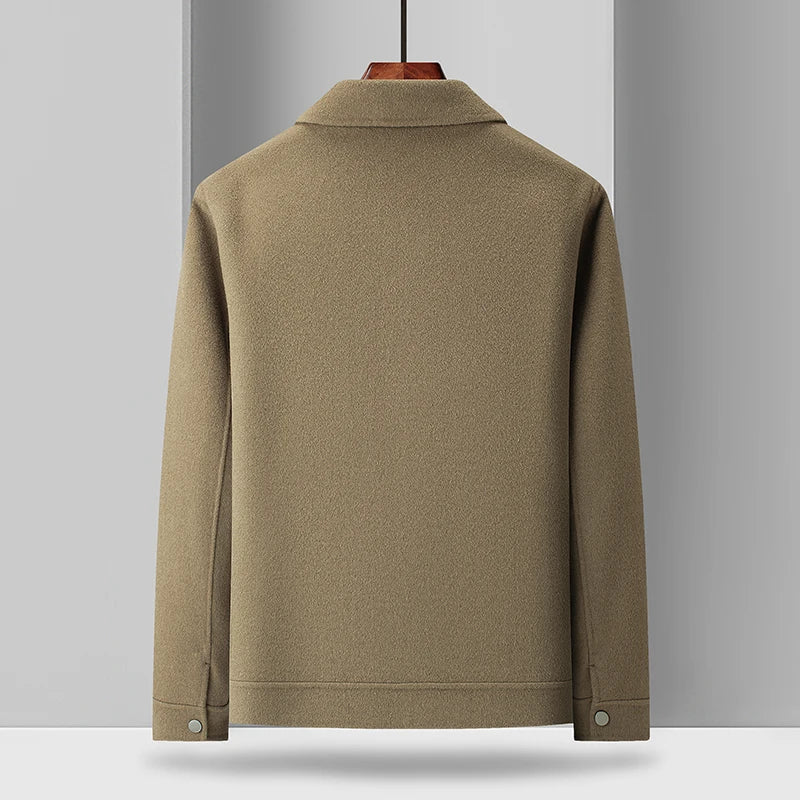 Versatile men's tailored field jacket, a stylish utility overshirt in modern black, gray, or camel for layering.