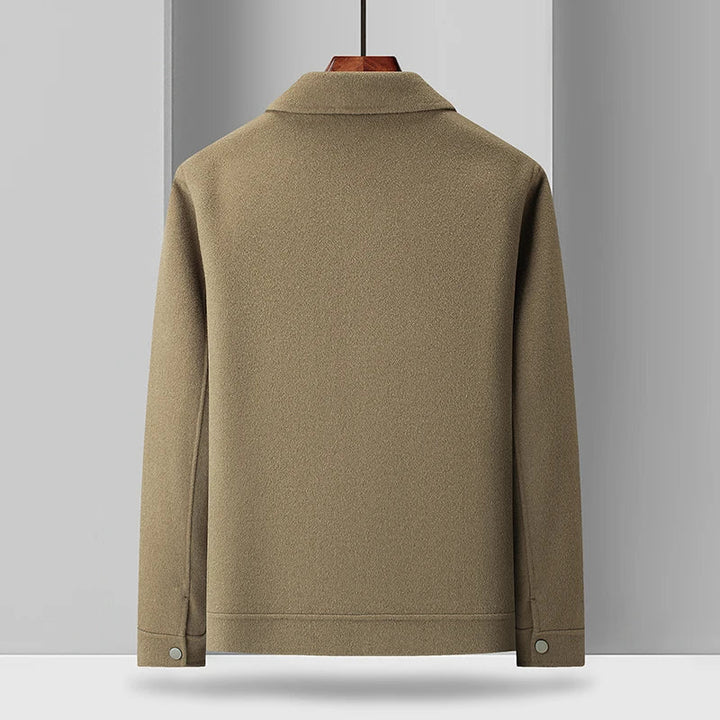 Versatile men's tailored field jacket, a stylish utility overshirt in modern black, gray, or camel for layering.