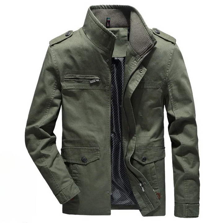 Men's stylish utility jacket for everyday wear, featuring zippered pockets and a comfortable design, ideal for fall.