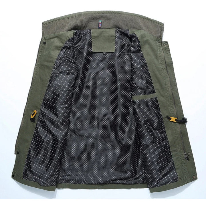 Stylish men's bomber-style utility jacket, versatile casual coat for spring and fall, offering comfort and durability.