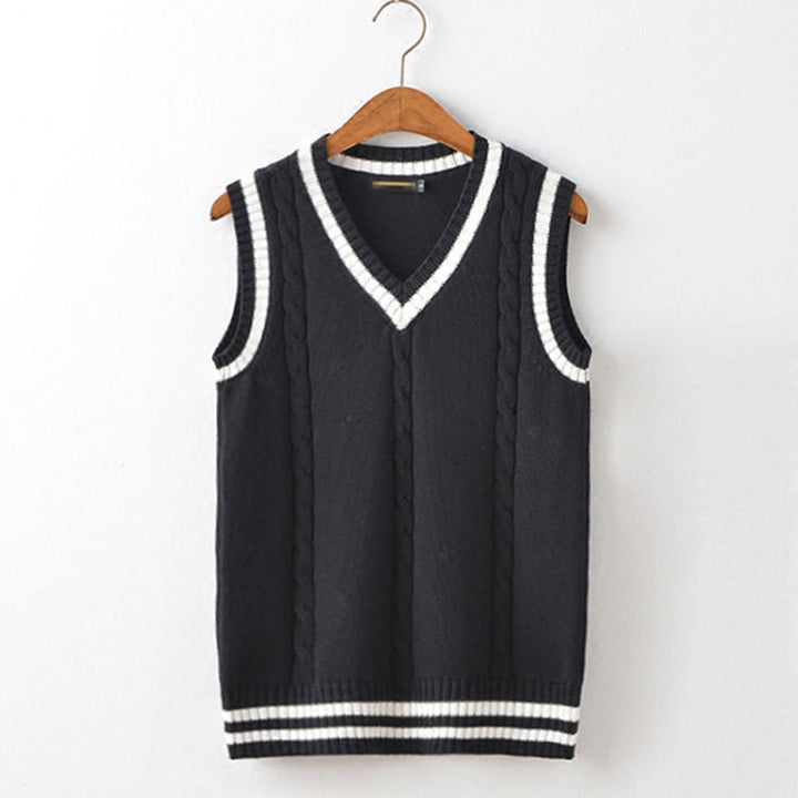 Men's V-neck knit vest, a comfortable and stylish sleeveless layer for autumn, winter, office & casual looks.