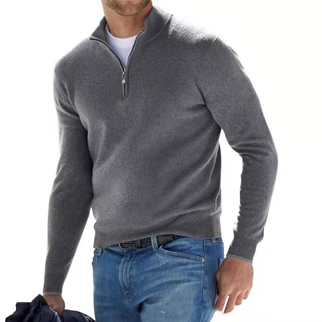 Soft knit V-neck pullover sweater for men. Provides everyday comfort & warmth for fall, winter, and spring seasons.