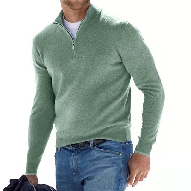 Modern men's fashion V-neck pullover, perfect for smart casual or office attire. Comfortable & stylish knitwear.