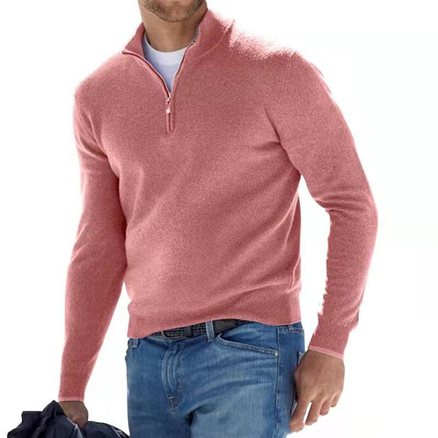 Casual men's V-neck sweater, a comfortable knit pullover for everyday wear. Essential for layered fall/winter looks.