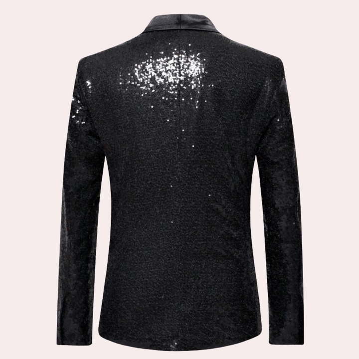 Modern black men's blazer, perfect for versatile business, casual, and formal smart fashion.