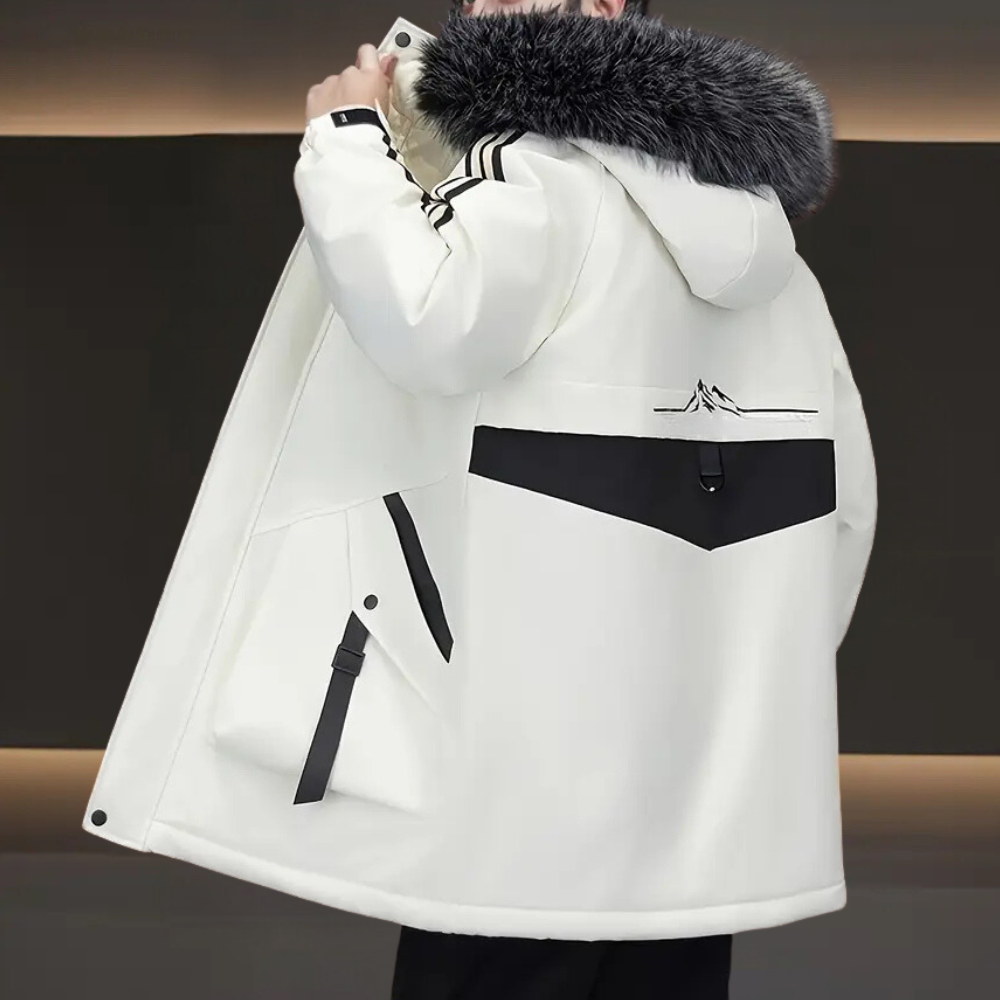 Casual men's winter jacket, offering ultimate warmth and comfort. Perfect stylish outerwear for cold weather.