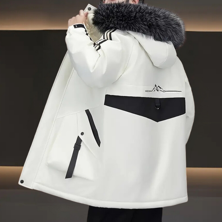 Casual men's winter jacket, offering ultimate warmth and comfort. Perfect stylish outerwear for cold weather.