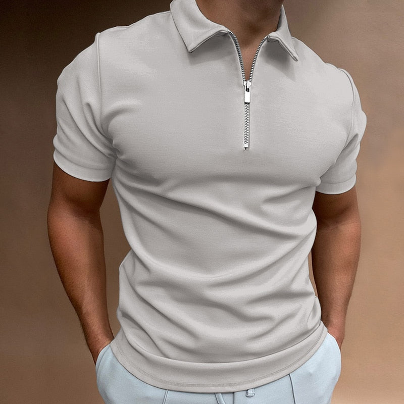 Men's comfortable zip polo shirt for casual outings, summer events, or everyday stylish wear.