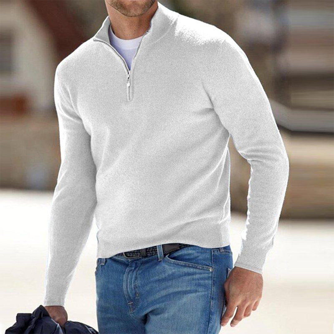 Men's stylish zip-up sweater for effortless layering. Comfortable long sleeve casual outerwear.