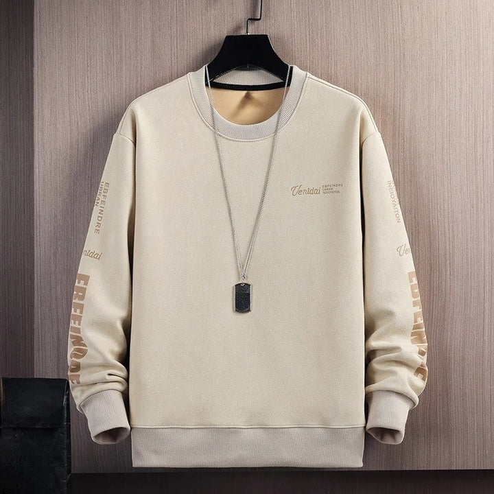Stylish men's suede-touch crewneck pullover. A comfortable, casual, and fade-resistant streetwear apparel.