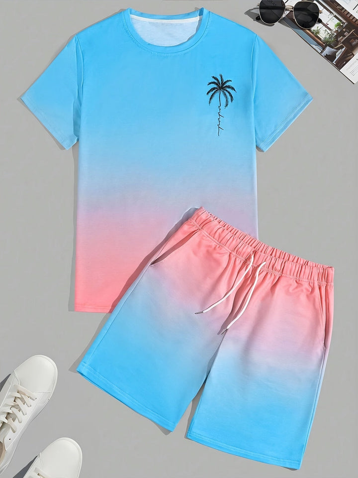 Trendiges Herren summer set in gray, perfect for comfortable loungewear and warm weather.