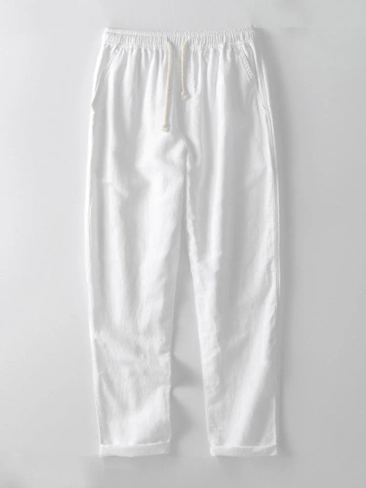 Men's beach style summer set: two-piece shirt & pants with rolled cuffs. Perfect vacation outfit.