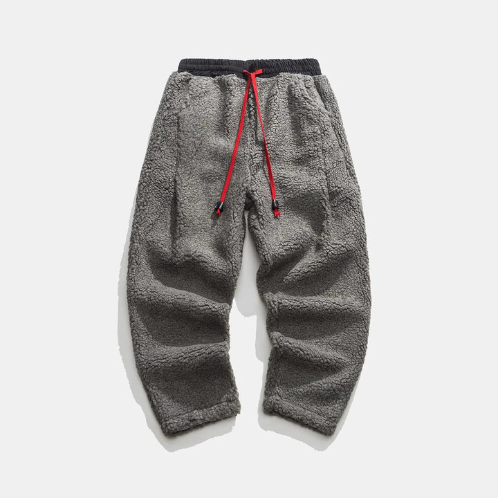 Versatile men's sherpa joggers, great for casual wear, lounging, or chilly winter days.