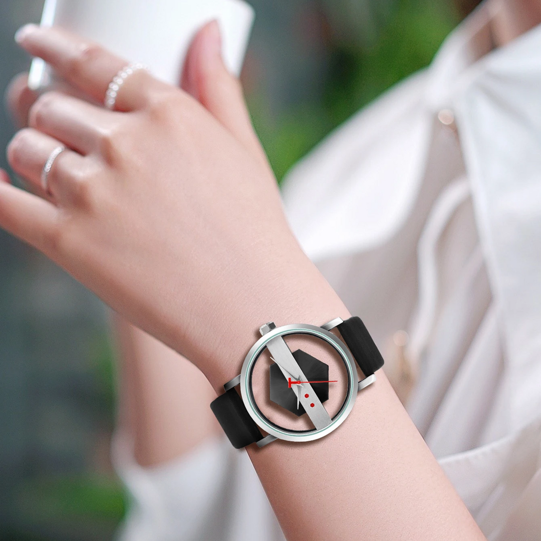 Stylish men's Surreal Orbiting Hex-Core Dial Watch featuring a comfortable silicone strap.