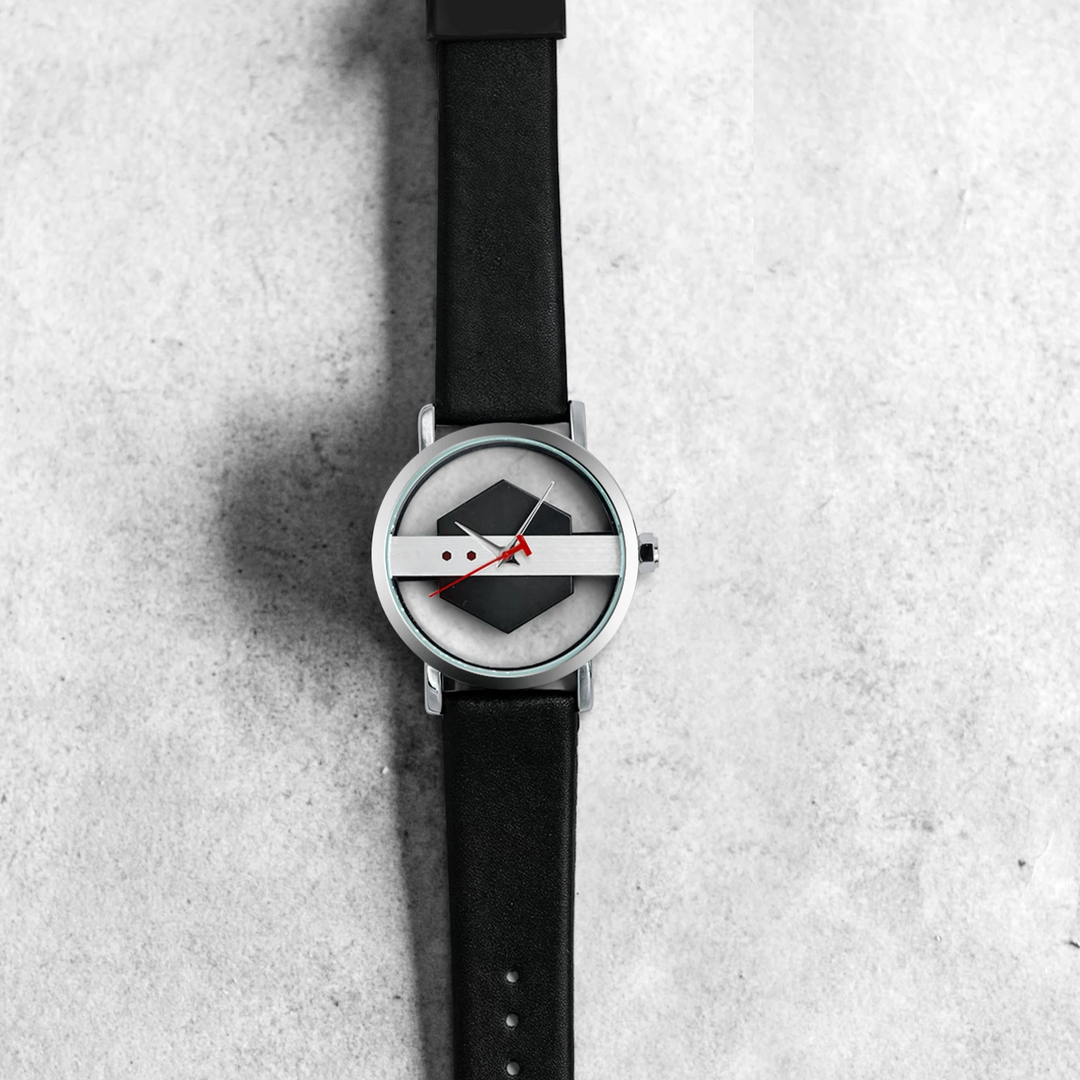 Statement piece: Men's Surreal Orbiting Hex-Core Dial Watch showcasing its intricate design.