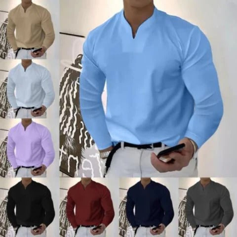 Premium men's moisture-wicking V-neck shirt for sweat-free comfort and smart style.