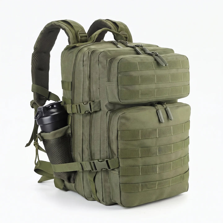 Men's durable tactical hiking pack, ready for mountain trails and outdoor adventures.