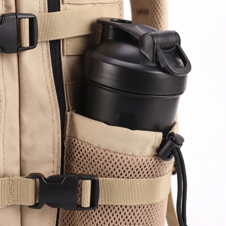 Comfortable men's tactical hiking backpack with padded shoulder straps, ideal for long treks.