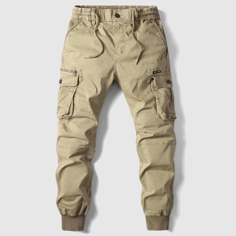 Men's Tactical Cargo Joggers in black, durable & comfortable for everyday wear with multiple pockets.