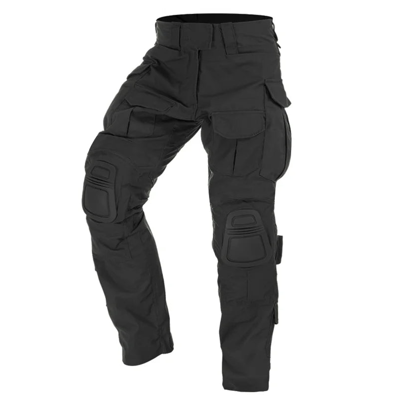 Durable men's hiking cargo pants with knee pads, perfect for outdoor adventures & rugged wear.