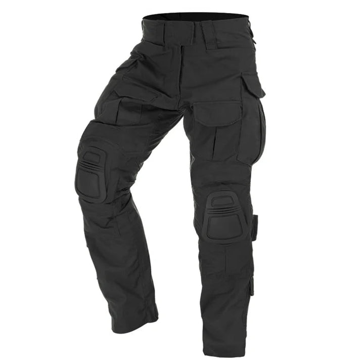 Durable men's hiking cargo pants with knee pads, perfect for outdoor adventures & rugged wear.