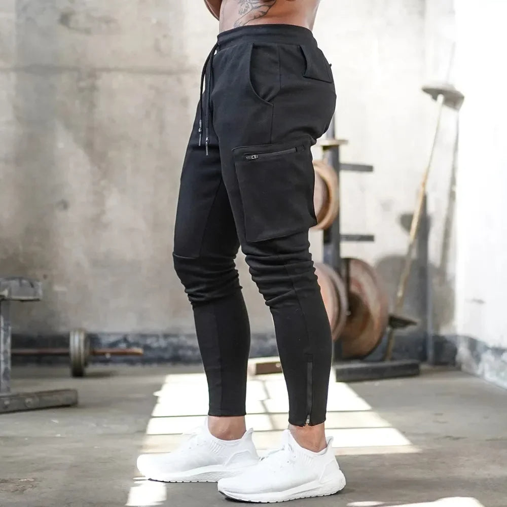 Versatile men's tactical cargo training joggers. Comfortable activewear and utility pants.