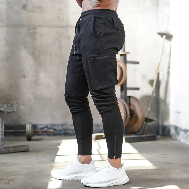 Versatile men's tactical cargo training joggers. Comfortable activewear and utility pants.