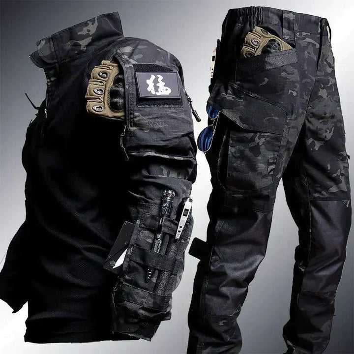 Multi-season men's tactical two-piece set. Breathable & water-repellent for ultimate outdoor comfort & performance.