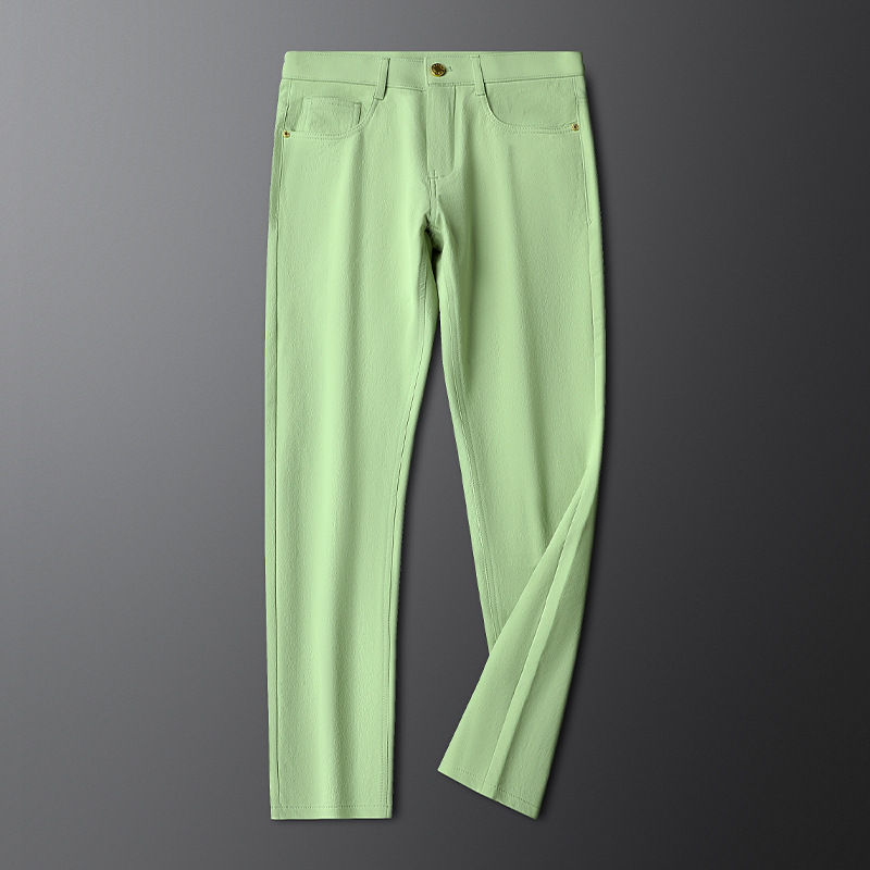 Blue men's tailored dress pants in brushed cotton, sophisticated gentry style for formal wear.