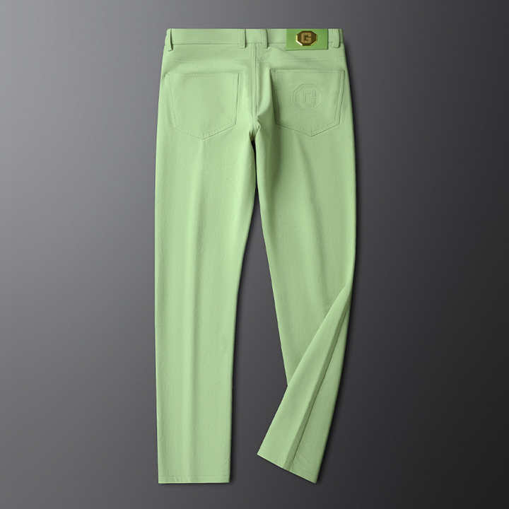 Brown tailored brushed cotton trousers for men, comfortable business casual gentry pants.