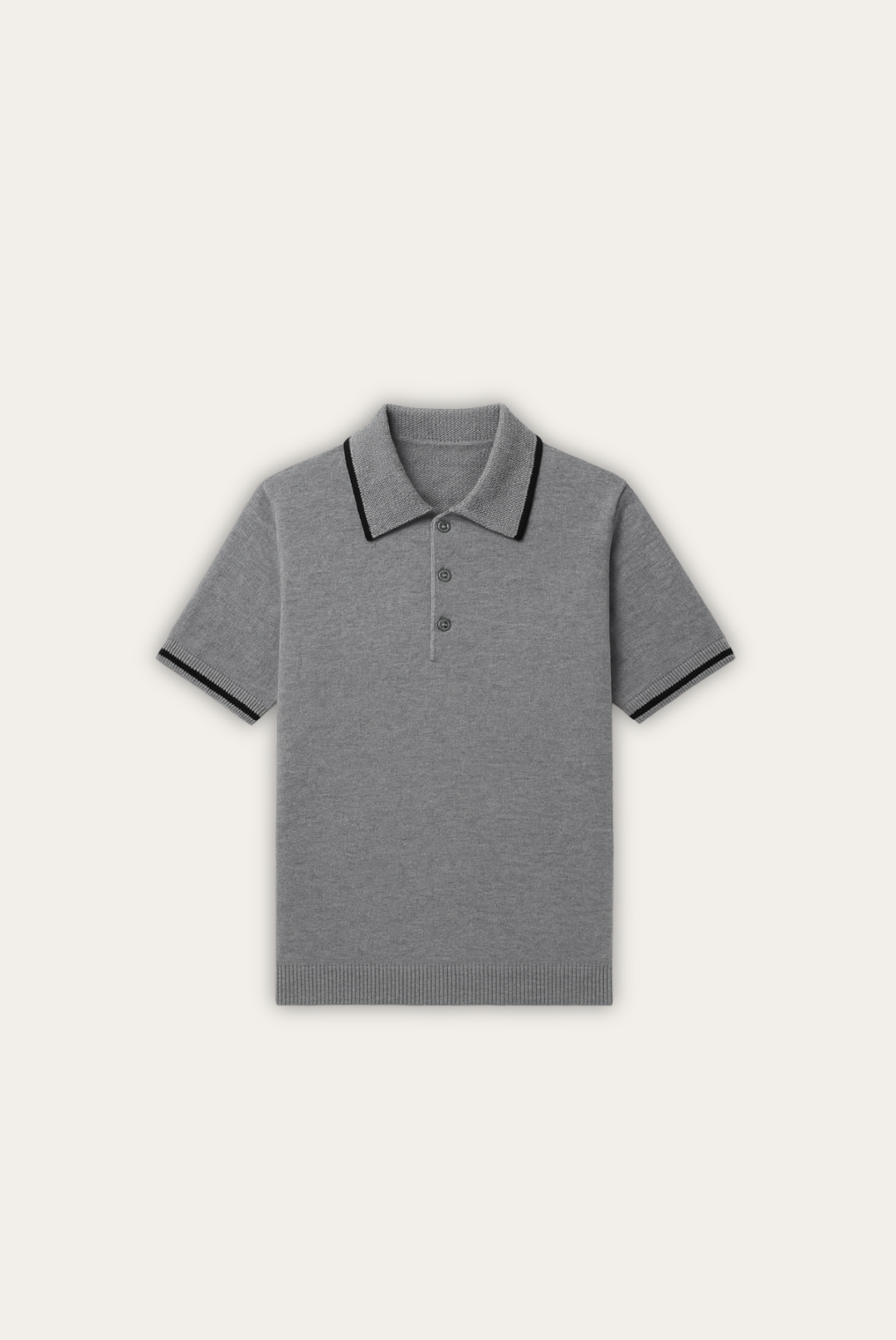 Premium men's tailored polo shirt. Comfortable cashmere-merino blend top. Stylish and versatile classic menswear.