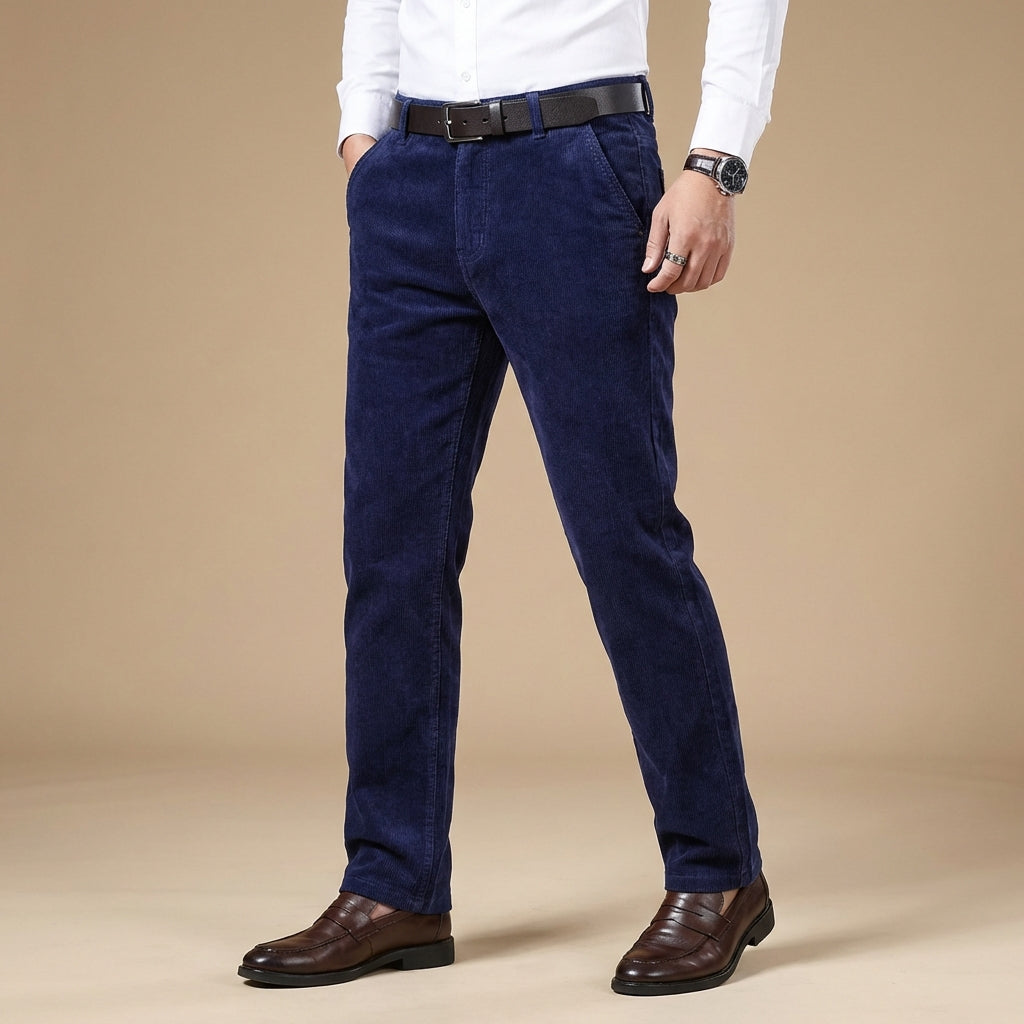 Men's tailored corduroy dress trousers for a sophisticated business or smart casual look.