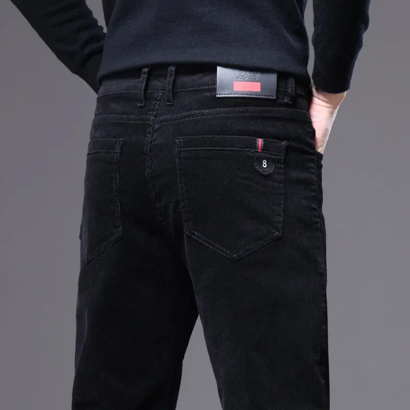 Modern men's corduroy dress trousers, designed with a tailored fit for ultimate style and comfort.