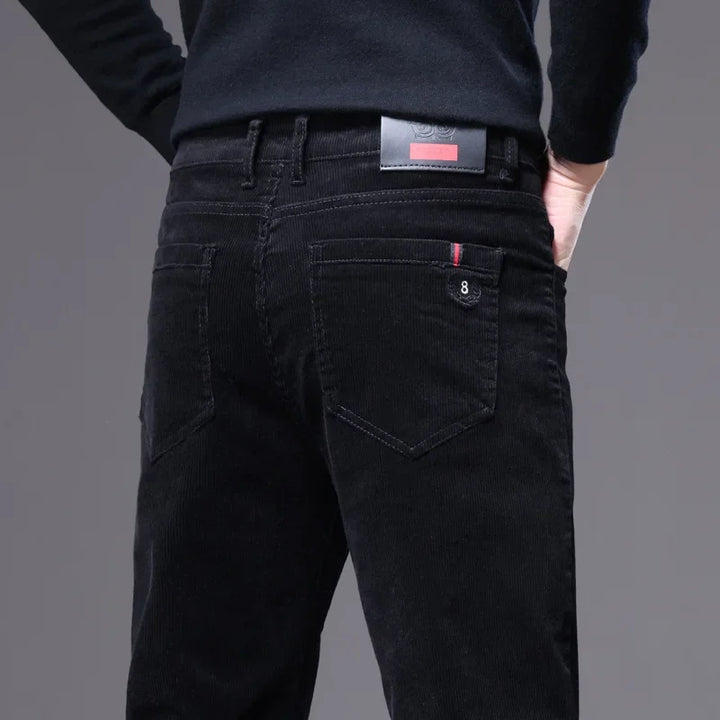 Modern men's corduroy dress trousers, designed with a tailored fit for ultimate style and comfort.