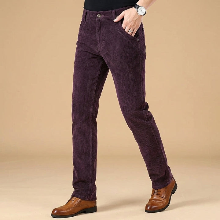 Stylish men's corduroy tailored trousers, perfect for business wear or a smart casual outfit.