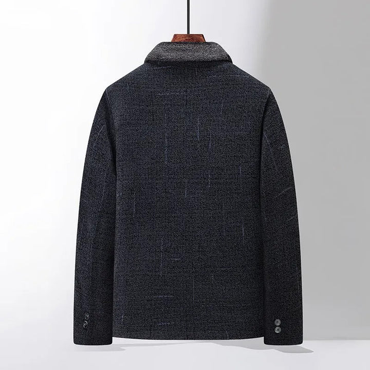 Tailored men's fall jacket, premium dark brown everyday outerwear for a sophisticated smart casual look.