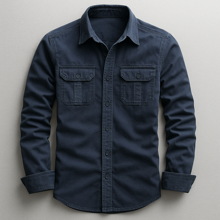 Stylish men's versatile button-up shirt, long sleeve with a modern tailored fit. Great for men's fashion.