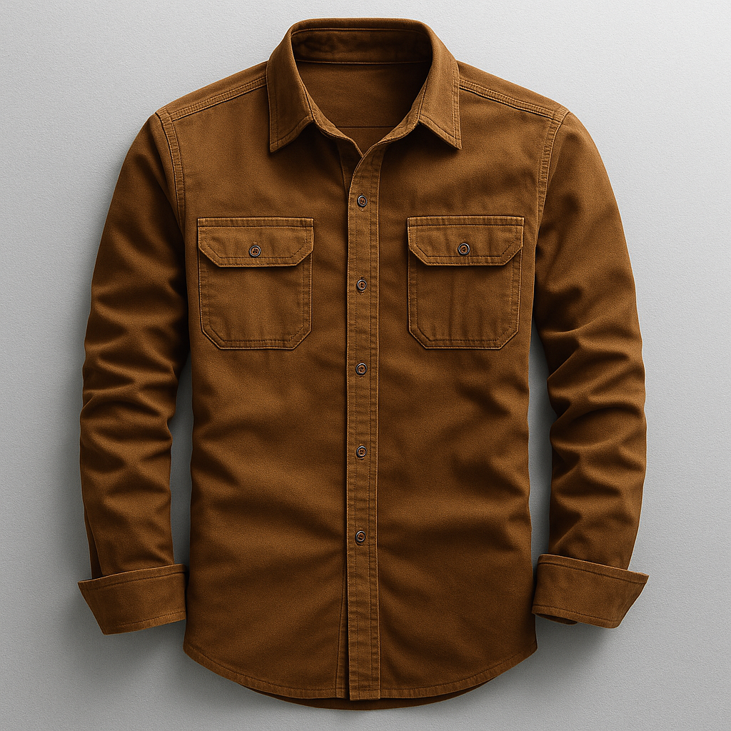 Men's long sleeve tailored fit button-up shirt, a versatile and comfortable choice for casual or everyday style.