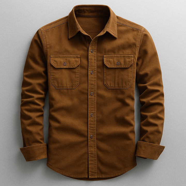 Men's long sleeve tailored fit button-up shirt, a versatile and comfortable choice for casual or everyday style.