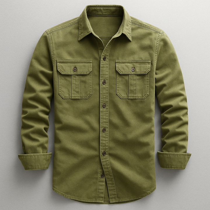 Versatile men's button-up shirt, tailored fit for a sleek look. Comfortable long sleeve, perfect for smart casual.