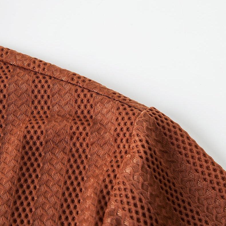 Comfortable & lightweight men's knitted polo shirt, tailored fit for smart casual and warm weather.