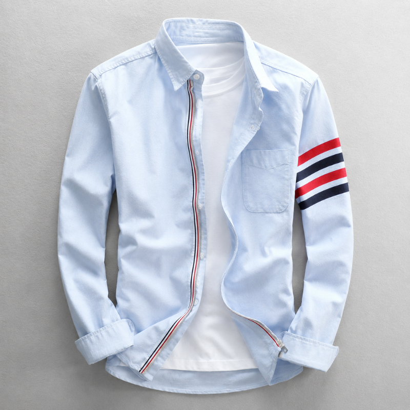 Men's tailored fit Oxford shirt, long-sleeve, classic style for work or casual everyday wear.