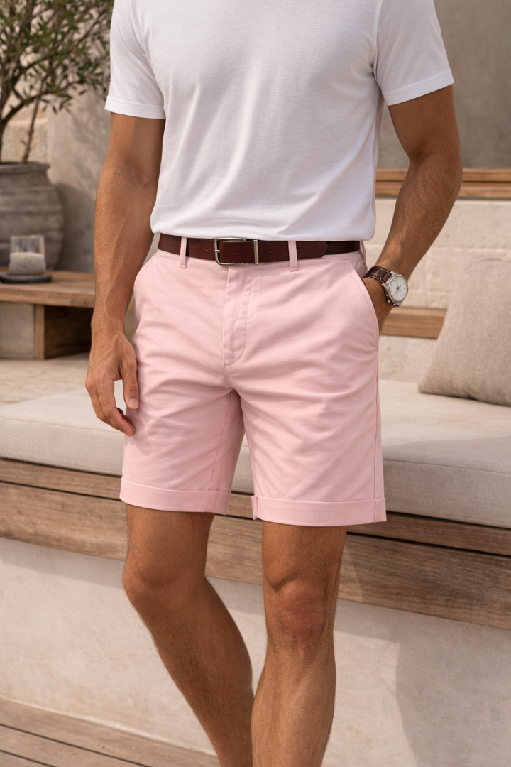 Men's tailored fit summer shorts in smart-casual style. Perfect for warm weather, city breaks, and men's fashion.