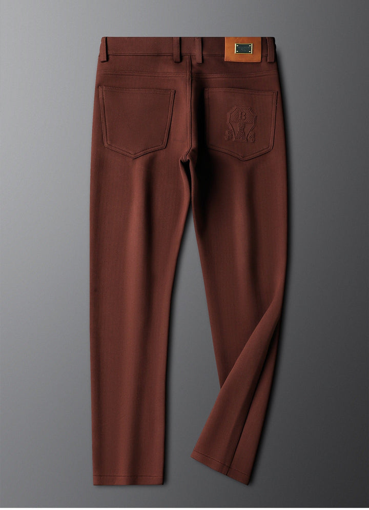 Men's tailored trousers, herringbone pattern, suitable for business & events.