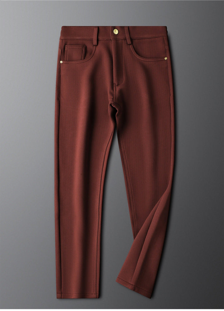 Premium men's herringbone tailored dress pants, emphasizing quality & style.