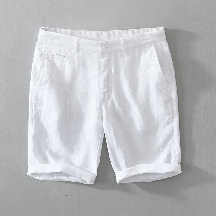 Men's tailored linen shorts. Breathable & lightweight summer style.