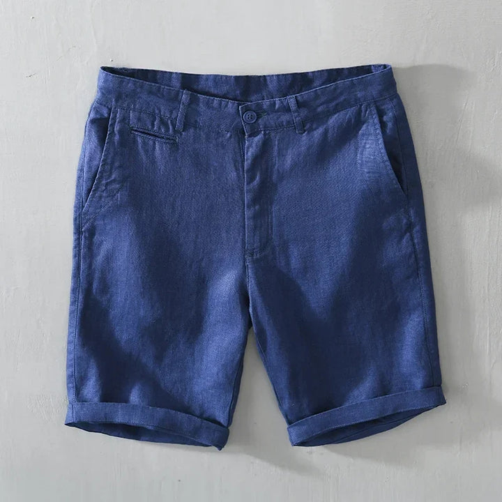 Classic men's linen shorts, breathable & lightweight for versatile summer wear.