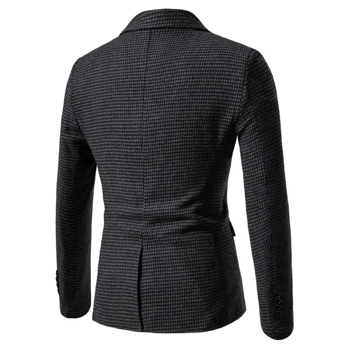 Modern men's houndstooth blazer, tailored slim fit. Perfect for professional, business, or formal wear.