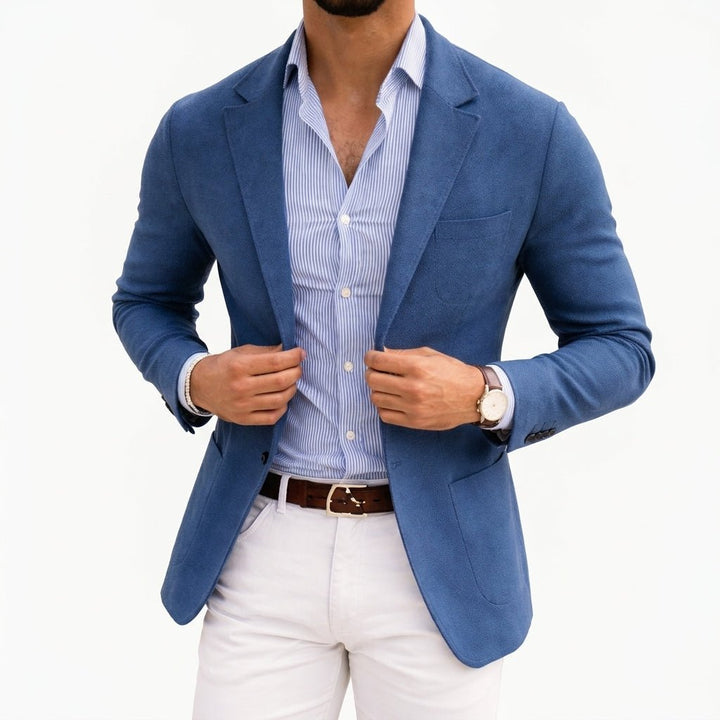 Men's tailored suit blazer for a smart casual look, ideal for versatile menswear styling.